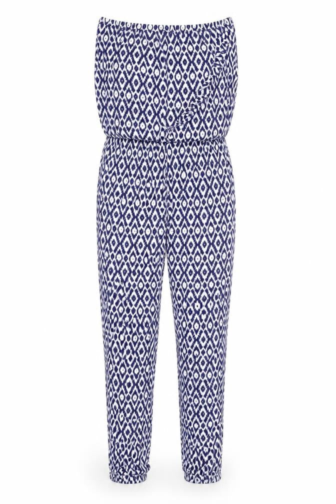 Debenhams Women’s Blue Geometric Sleeveless Wide-Leg Jumpsuit Size 12