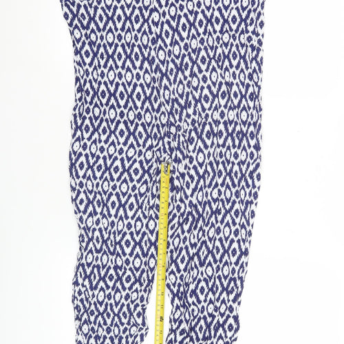 Debenhams Women’s Blue Geometric Sleeveless Wide-Leg Jumpsuit Size 12