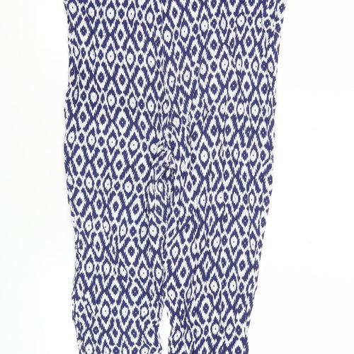 Debenhams Women’s Blue Geometric Sleeveless Wide-Leg Jumpsuit Size 12
