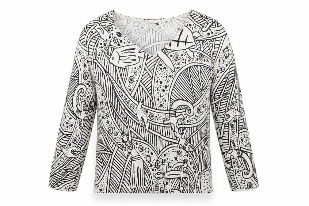 Front view of New Sensation Women’s Multicoloured Long Sleeve V-Neck Top S