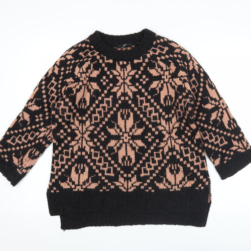 H&M Women’s Black Beige Chunky Knit Pullover Jumper S