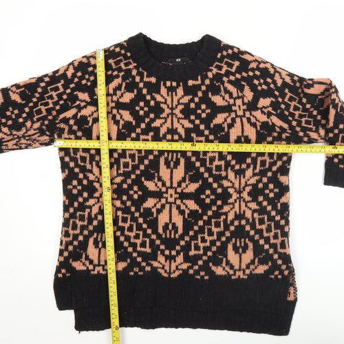 H&M Women’s Black Beige Chunky Knit Pullover Jumper S