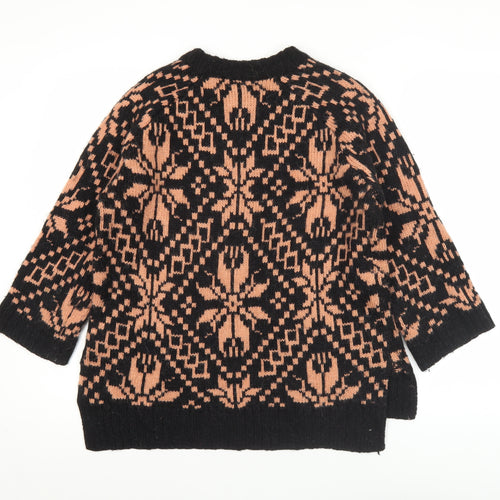 H&M Women’s Black Beige Chunky Knit Pullover Jumper S