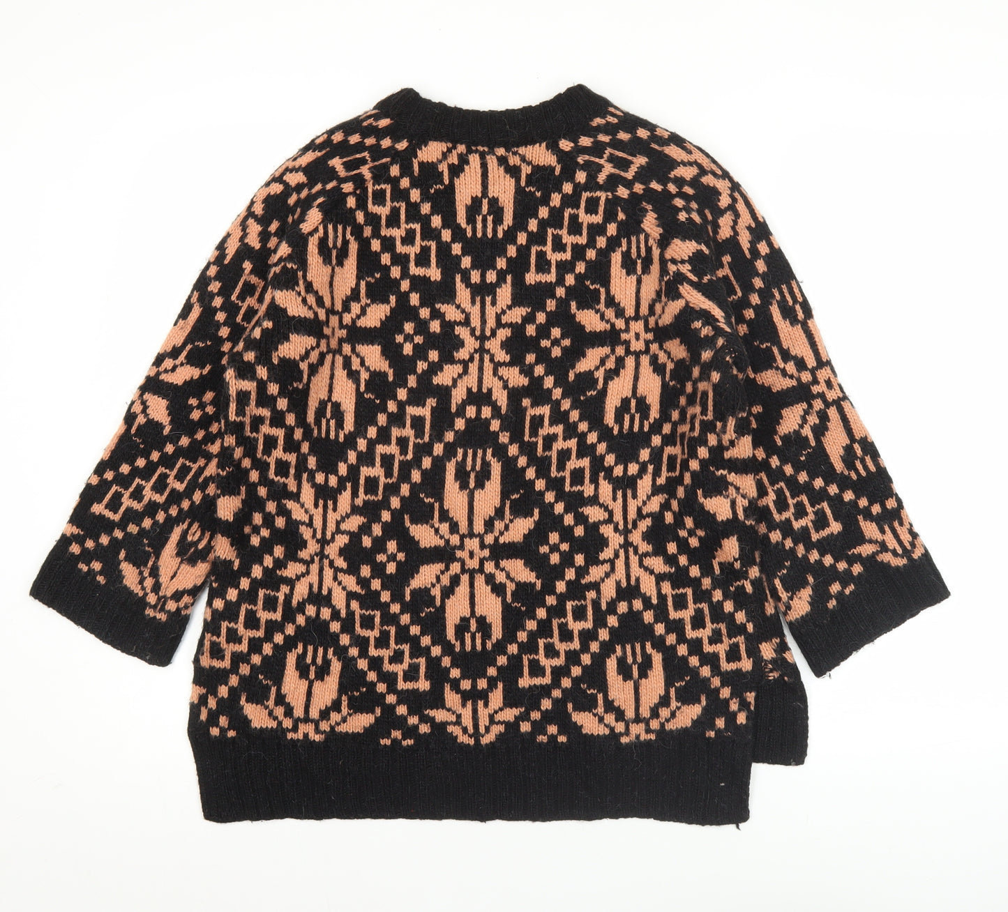 H&M Women’s Black Beige Chunky Knit Pullover Jumper S