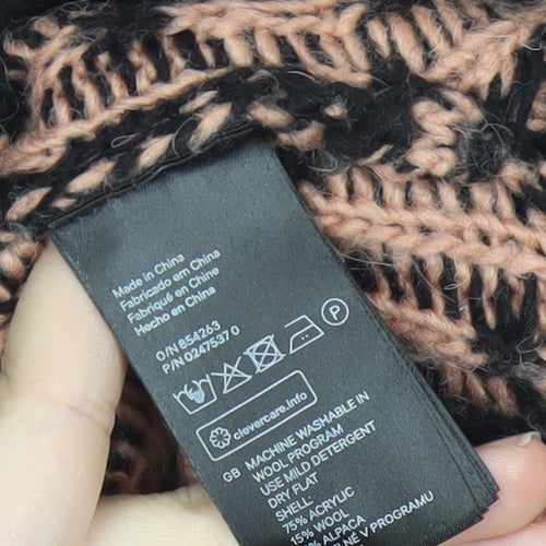 H&M Women’s Black Beige Chunky Knit Pullover Jumper S