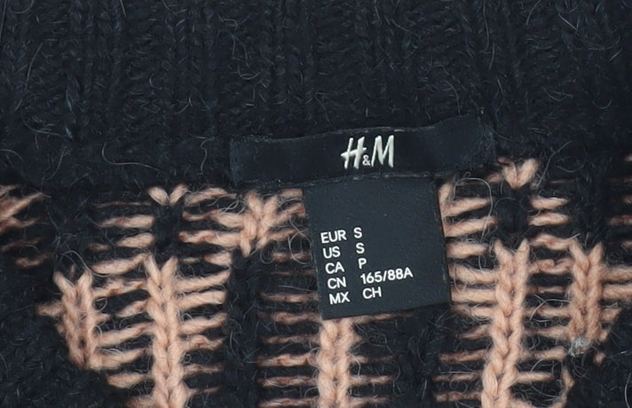 H&M Women’s Black Beige Chunky Knit Pullover Jumper S
