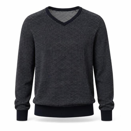 Tu Mens Blue Cotton V-Neck Geometric Knit Jumper Size S