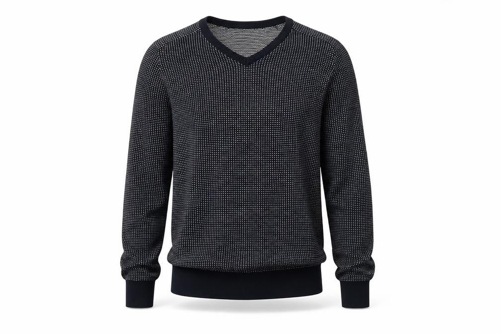 Tu Mens Blue Cotton V-Neck Geometric Knit Jumper Size S