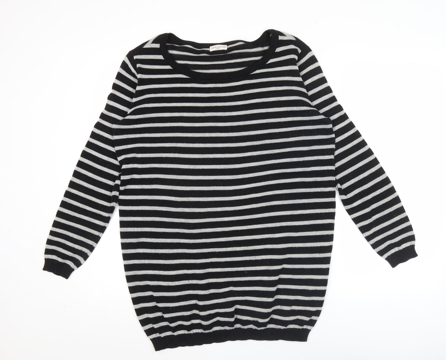 Jacqueline de Yong Womens Black Striped Pullover Jumper Size M