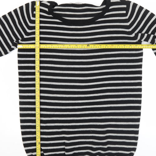 Jacqueline de Yong Womens Black Striped Pullover Jumper Size M