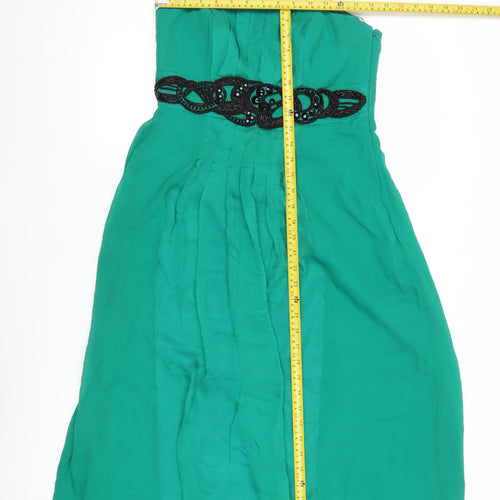 Monsoon Women’s Green Silk Beaded A-Line Cocktail Dress UK 10
