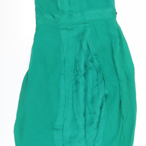 Monsoon Women’s Green Silk Beaded A-Line Cocktail Dress UK 10