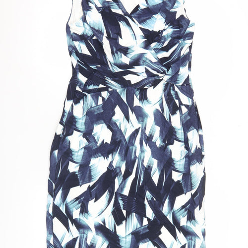 Phase Eight Women’s Blue Abstract Ruched Sheath Dress Size 10