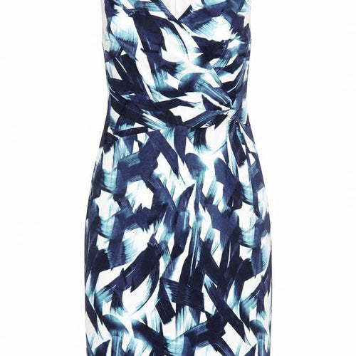 Phase Eight Women’s Blue Abstract Ruched Sheath Dress Size 10