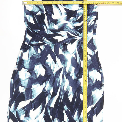 Phase Eight Women’s Blue Abstract Ruched Sheath Dress Size 10