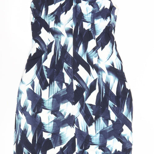 Phase Eight Women’s Blue Abstract Ruched Sheath Dress Size 10