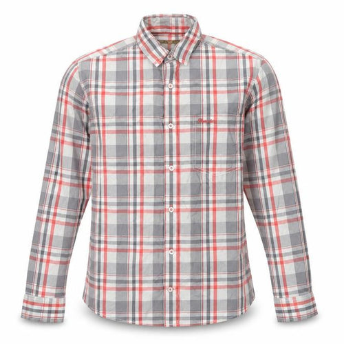 Wrangler Mens Red Grey Plaid Cotton Long Sleeve Button-Up Shirt M
