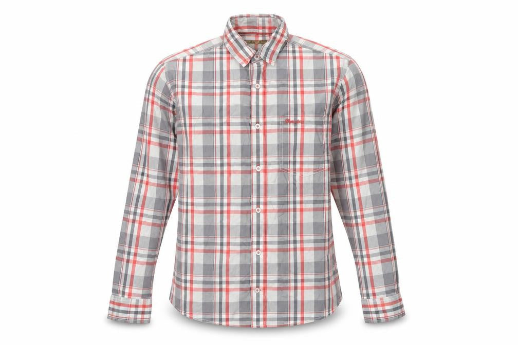 Wrangler Mens Red Grey Plaid Cotton Long Sleeve Button-Up Shirt M
