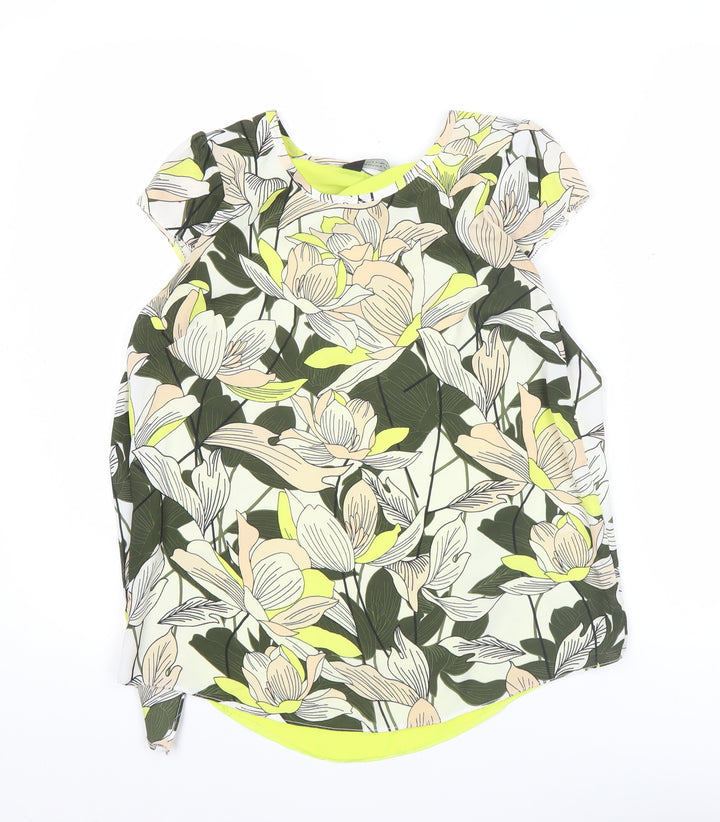 Dorothy Perkins Womens Floral Blouse Size 8 Multicoloured Chiffon Tunic Top