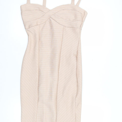 Miss Selfridge Women’s Beige Bodycon Mini Dress Size 10 Sleeveless