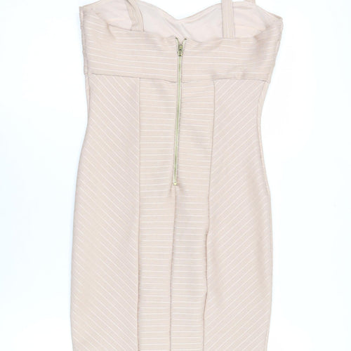Miss Selfridge Women’s Beige Bodycon Mini Dress Size 10 Sleeveless