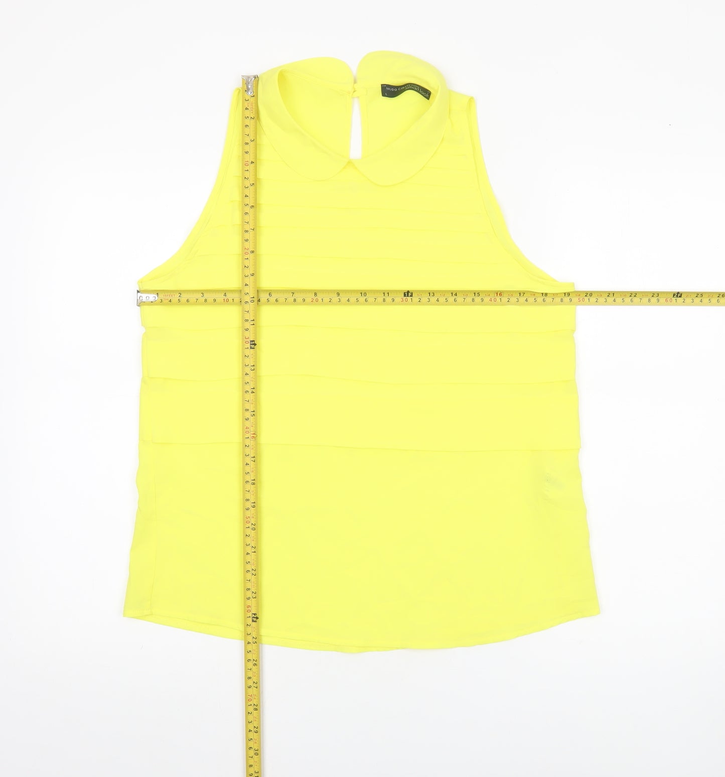 Mudo Collection Women’s Yellow Sleeveless Collared Blouse L