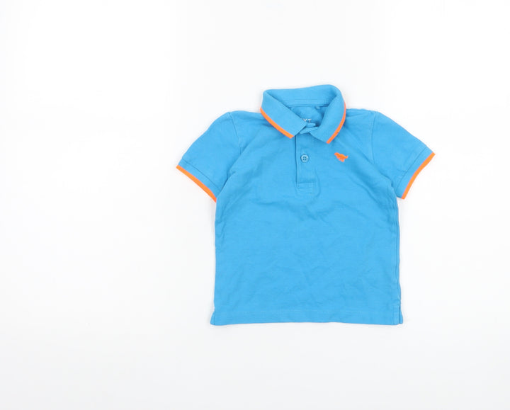 Next Boys Blue Polo Shirt 12-18 Months Cotton Short Sleeve Casual Top