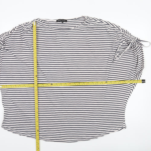 Capsule Womens White Striped Relaxed Fit T-Shirt Size 26