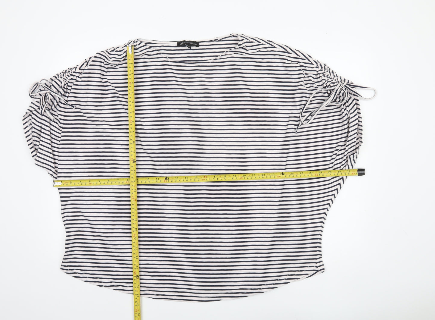 Capsule Womens White Striped Relaxed Fit T-Shirt Size 26