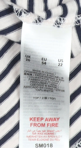 Capsule Womens White Striped Relaxed Fit T-Shirt Size 26