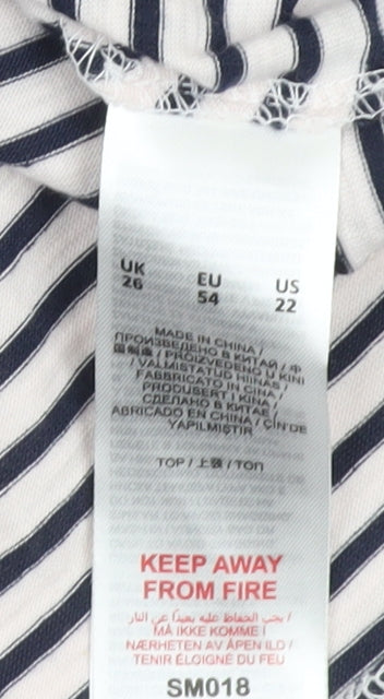 Capsule Womens White Striped Relaxed Fit T-Shirt Size 26