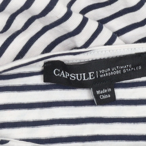 Capsule Womens White Striped Relaxed Fit T-Shirt Size 26