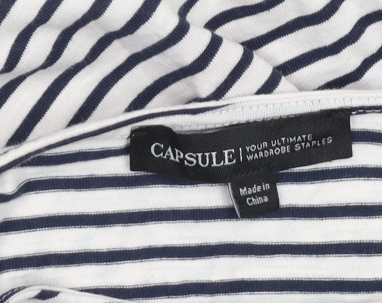 Capsule Womens White Striped Relaxed Fit T-Shirt Size 26
