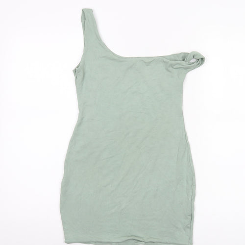 Oh Polly Women Green One Shoulder Bodycon Mini Dress Size 12