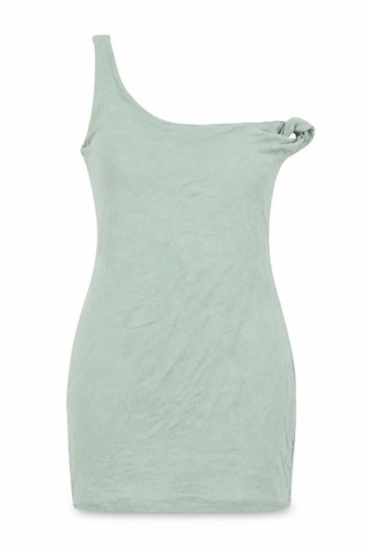 Front view of Oh Polly Women Green One Shoulder Bodycon Mini Dress, size 12
