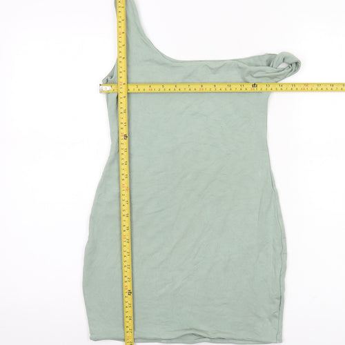 Oh Polly Women Green One Shoulder Bodycon Mini Dress Size 12