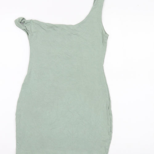 Oh Polly Women Green One Shoulder Bodycon Mini Dress Size 12
