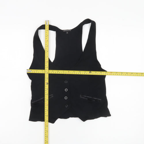 Marks and Spencer Womens Black Size 12 Sleeveless V-Neck Button Blouse