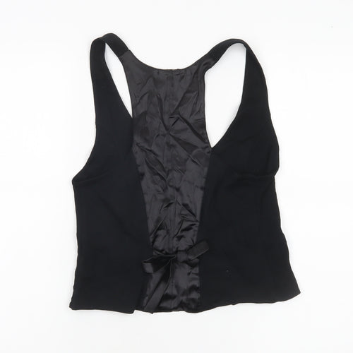 Marks and Spencer Womens Black Size 12 Sleeveless V-Neck Button Blouse