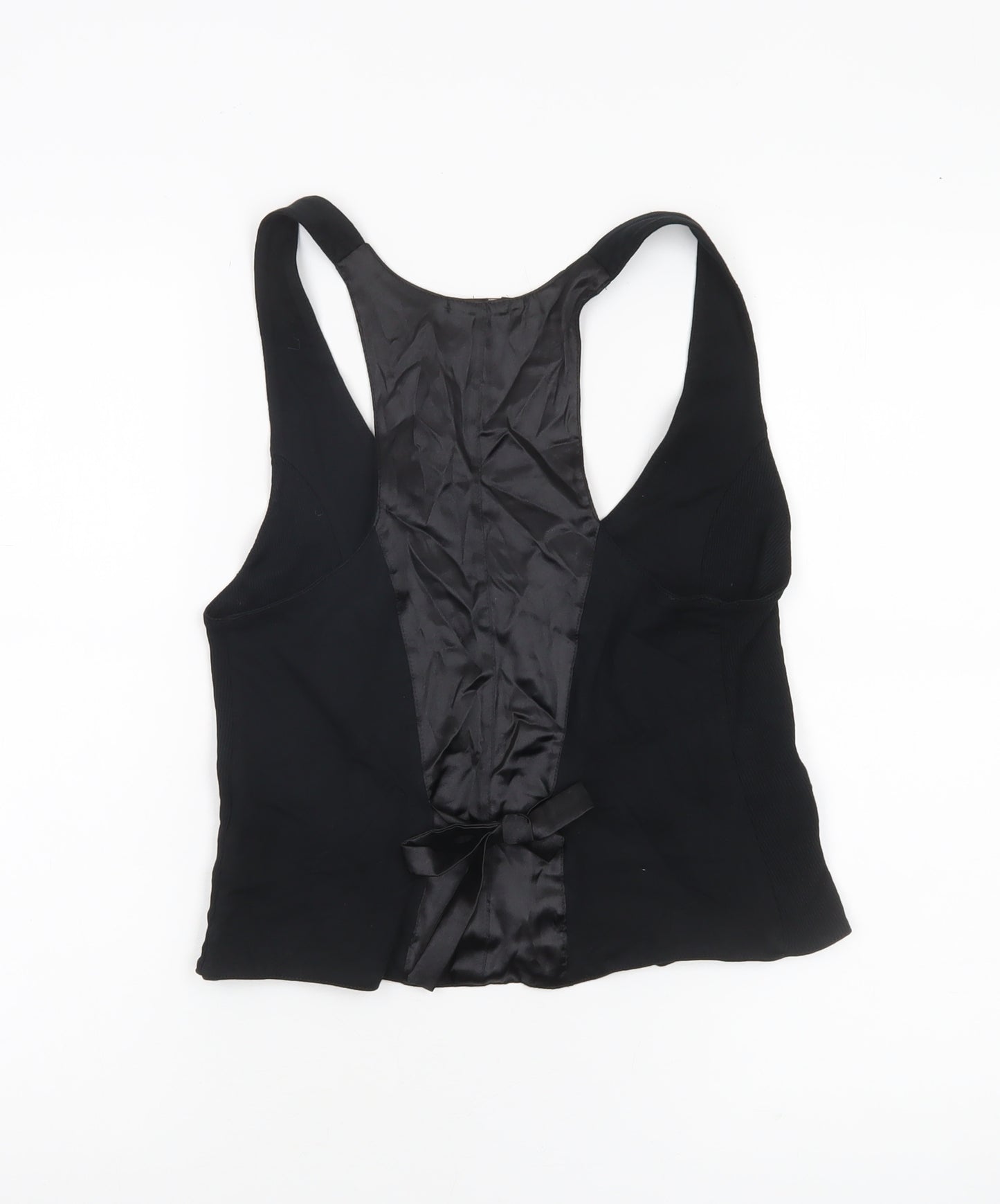 Marks and Spencer Womens Black Size 12 Sleeveless V-Neck Button Blouse