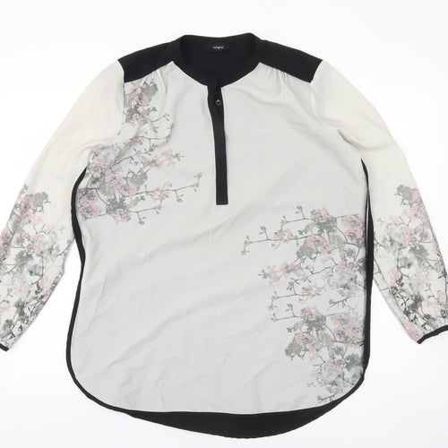 Marks and Spencer Autograph Women's Floral Tunic Blouse Size 14 Black White