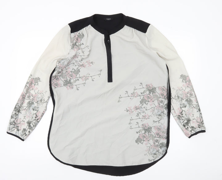 Marks and Spencer Autograph Women's Floral Tunic Blouse Size 14 Black White