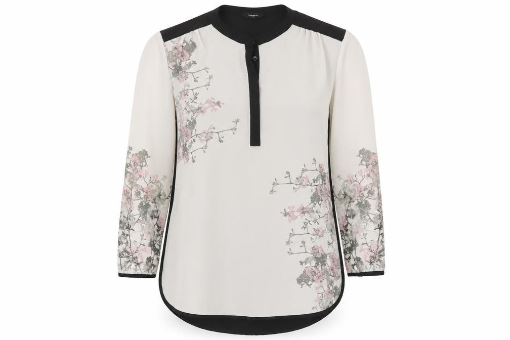 Marks and Spencer Autograph Women's Floral Tunic Blouse Size 14 Black White