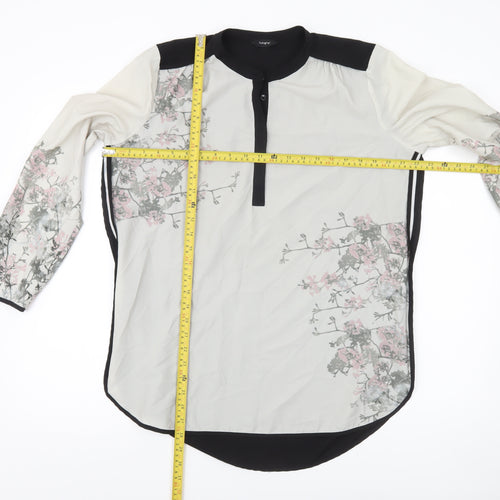 Marks and Spencer Autograph Women's Floral Tunic Blouse Size 14 Black White