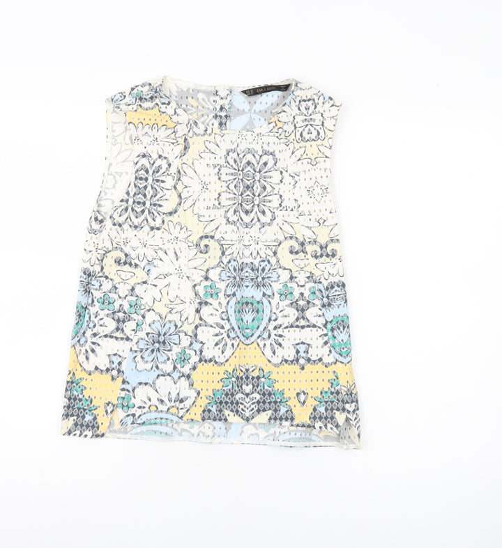 Zara Women’s Multicoloured XS Sleeveless Floral Blouse