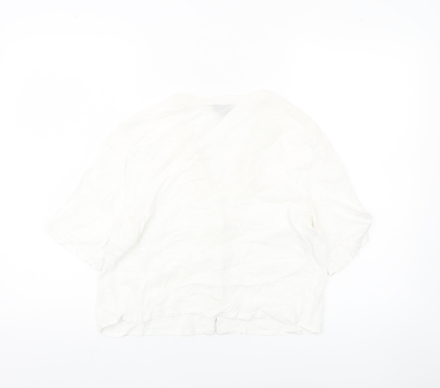 Topshop Women’s White Size 10 Cropped Button-Up V-Neck Shirt
