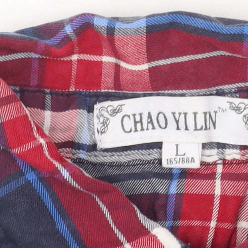 CHAO YI LIN Womens Grey Cardigan Size 12 V-Neck Preppy Logo Knit