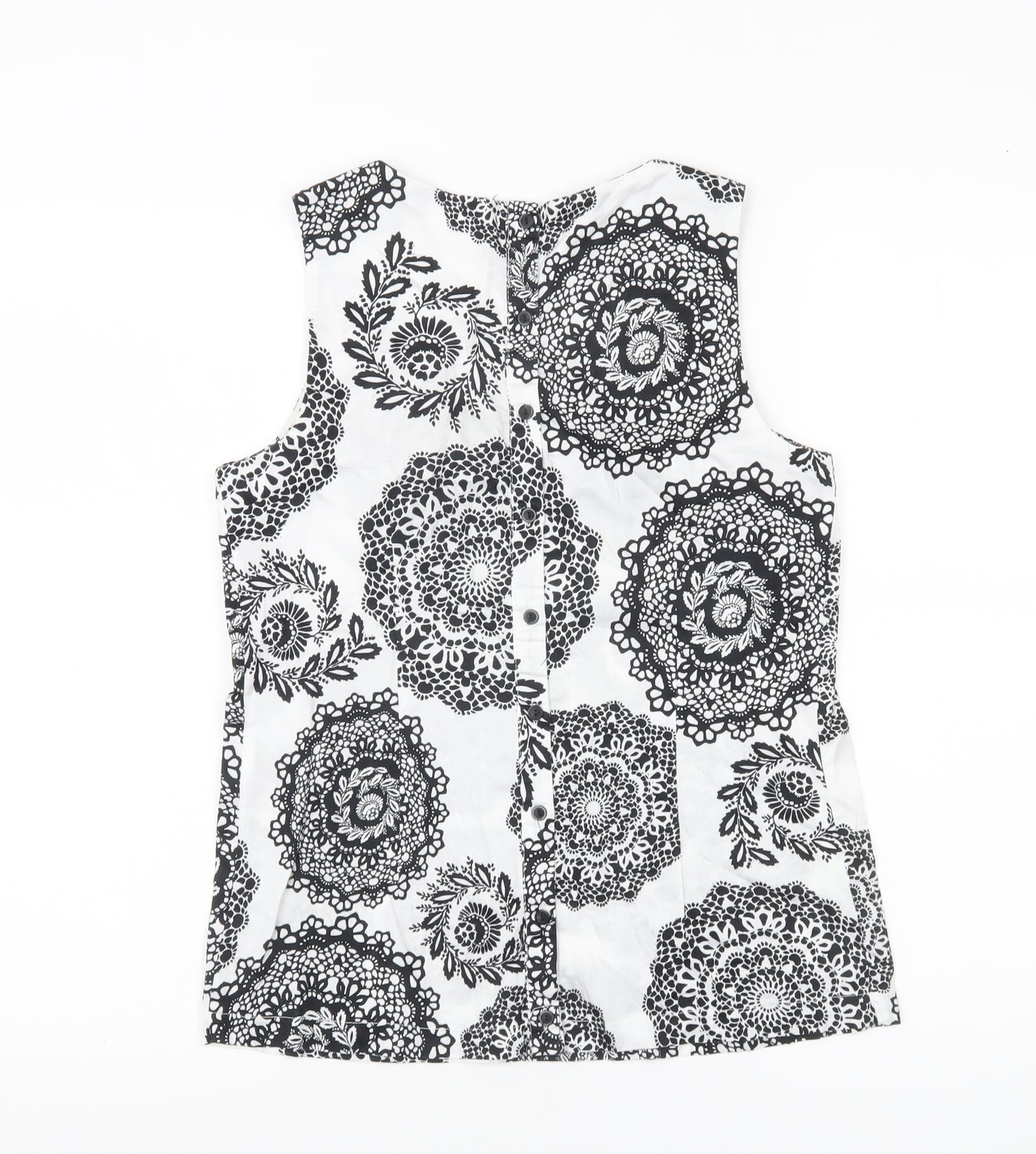 Dorothy Perkins Women’s Black White Floral Cotton Sleeveless Blouse Size 8