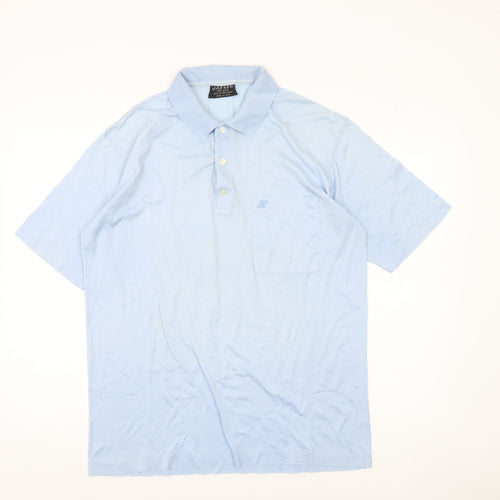 Jaeger Men’s Blue Cotton Polo Shirt M Short Sleeve Casual