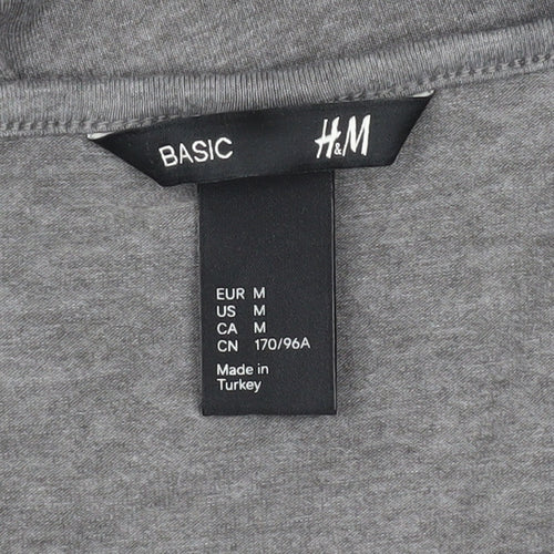 H&M Women Grey Skater Dress Size 12 Scoop Neck 3/4 Sleeve Casual